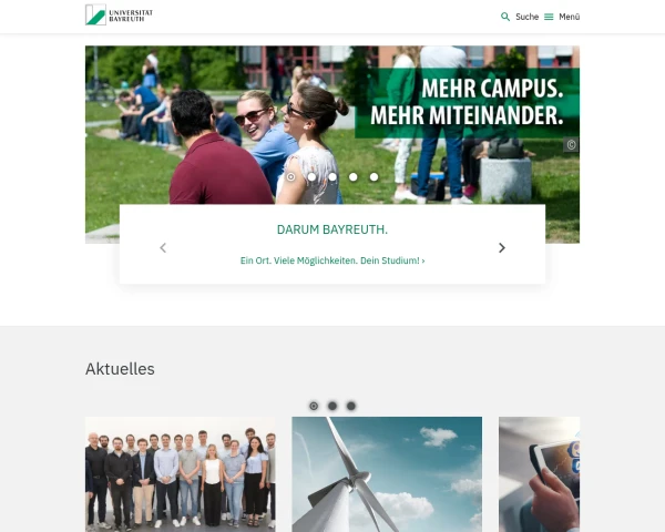 screenshot of University of Bayreuth website