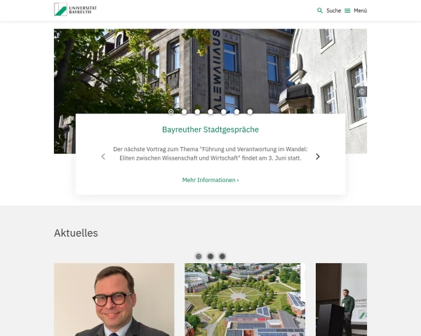 screenshot of University of Bayreuth website