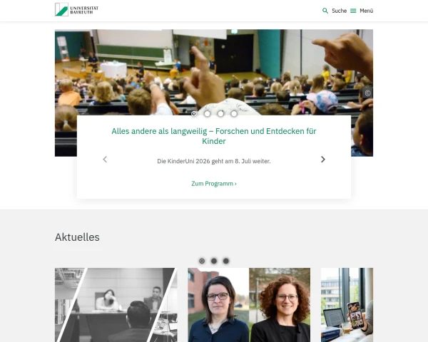 screenshot of University of Bayreuth website