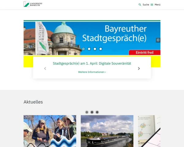 screenshot of University of Bayreuth website