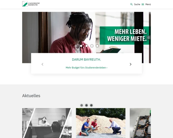 screenshot of University of Bayreuth website