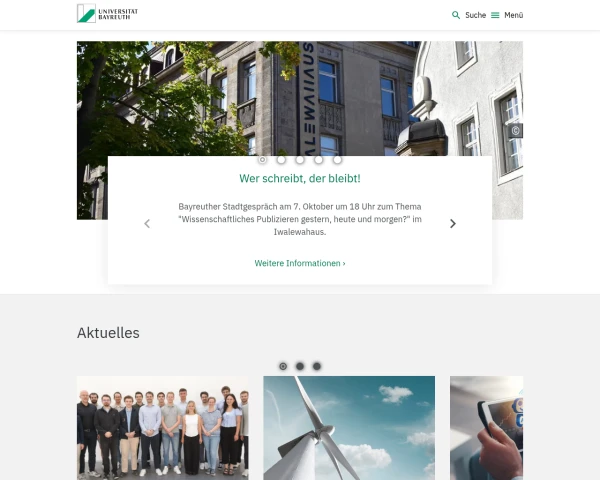 screenshot of University of Bayreuth website