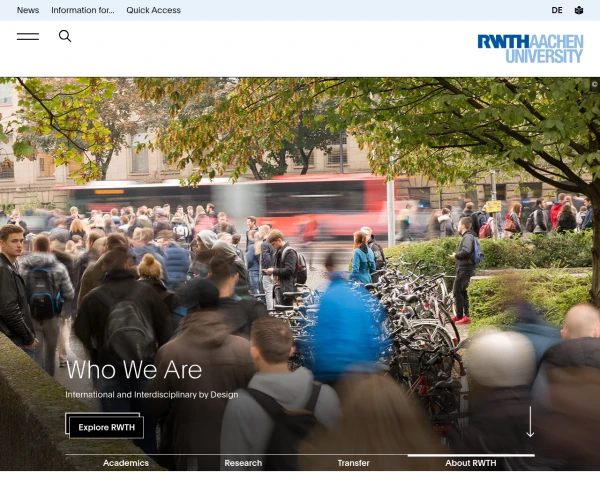 screenshot of RWTH Aachen University website