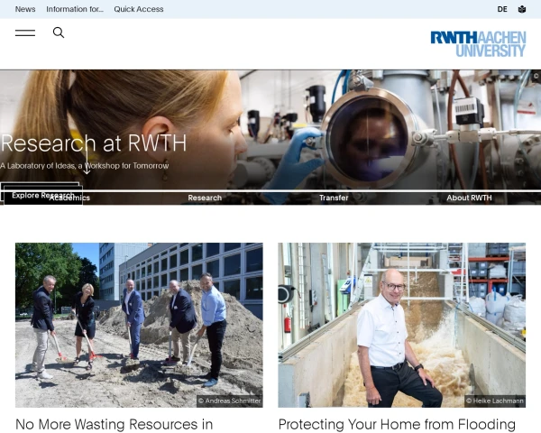 screenshot of RWTH Aachen University website