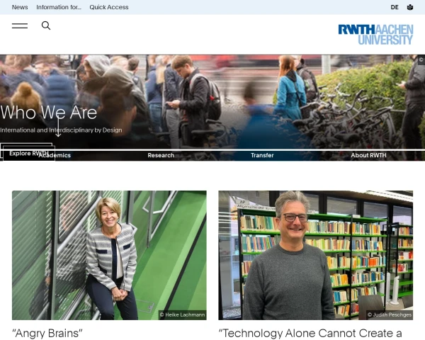 screenshot of RWTH Aachen University website