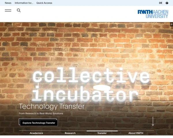 screenshot of RWTH Aachen University website