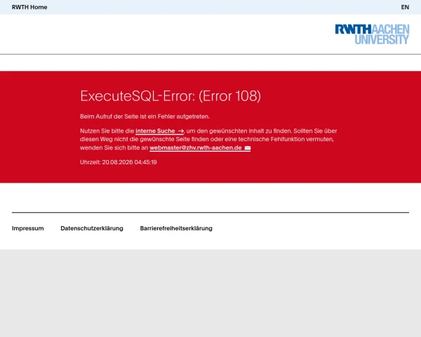 screenshot of RWTH Aachen University website