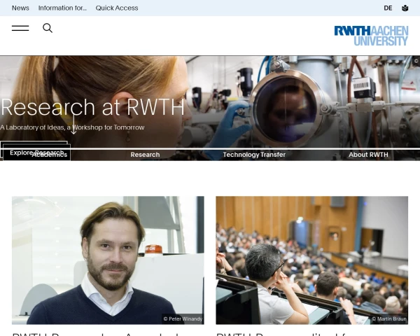 screenshot of RWTH Aachen University website