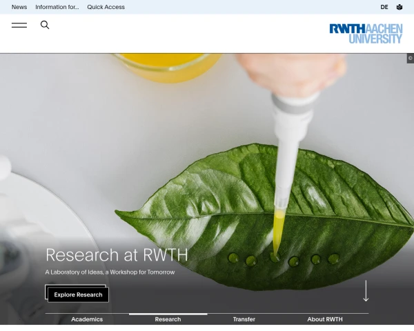 screenshot of RWTH Aachen University website