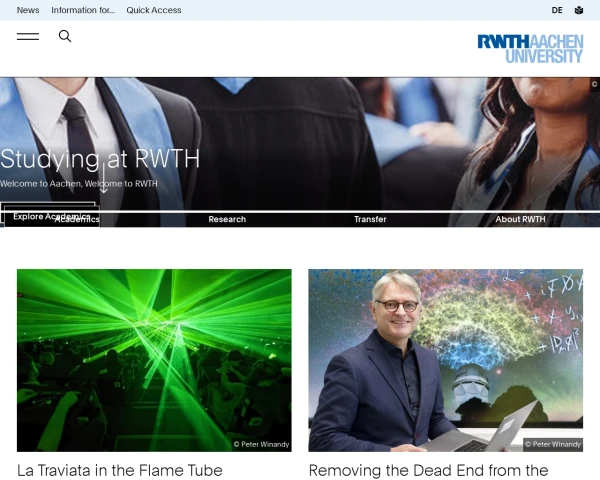 screenshot of RWTH Aachen University website