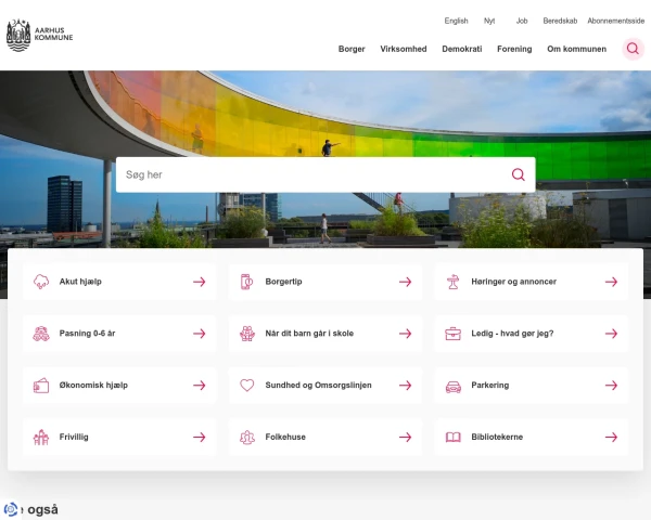 screenshot of Aarhus Kommune website