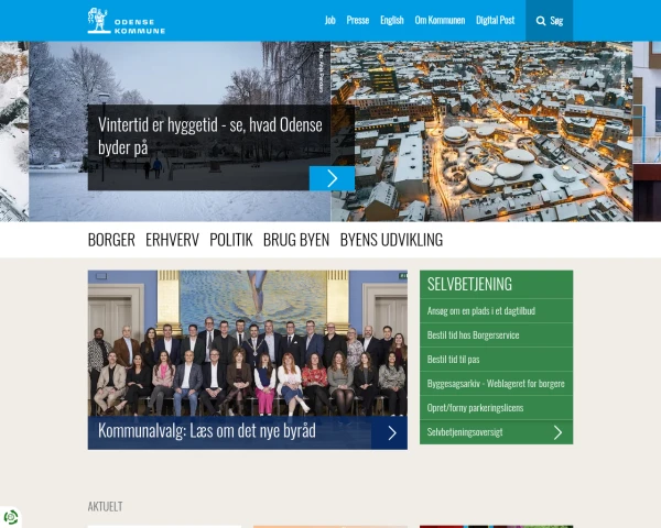 screenshot of Odense Kommune website