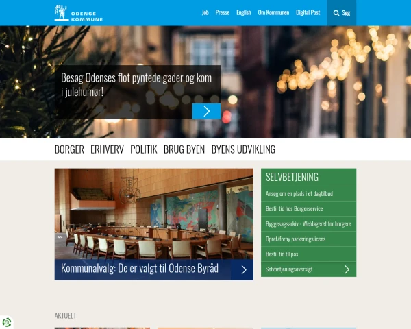 screenshot of Odense Kommune website