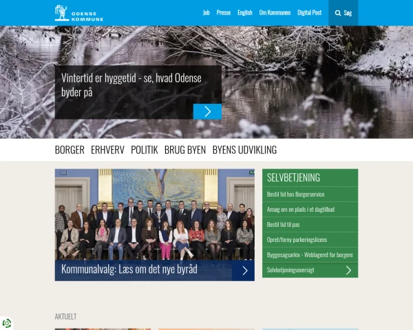 screenshot of Odense Kommune website