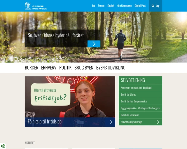 screenshot of Odense Kommune website