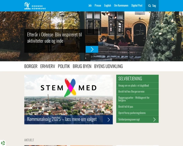 screenshot of Odense Kommune website