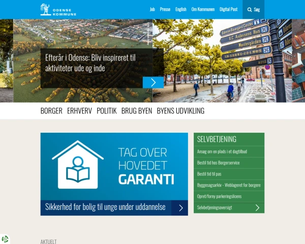 screenshot of Odense Kommune website
