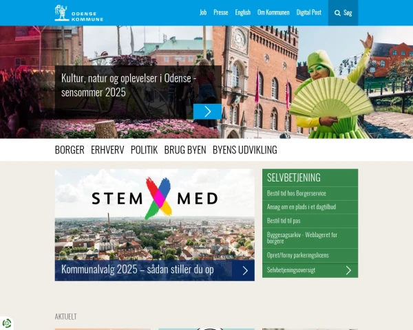 screenshot of Odense Kommune website