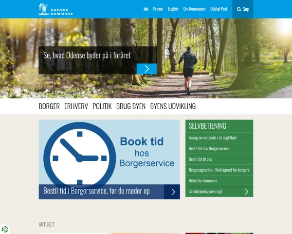 screenshot of Odense Kommune website