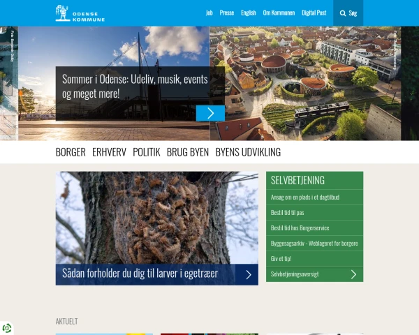 screenshot of Odense Kommune website