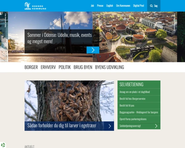 screenshot of Odense Kommune website