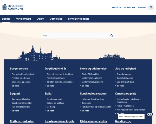 screenshot of Helsingør Kommune website