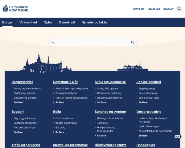 screenshot of Helsingør Kommune website