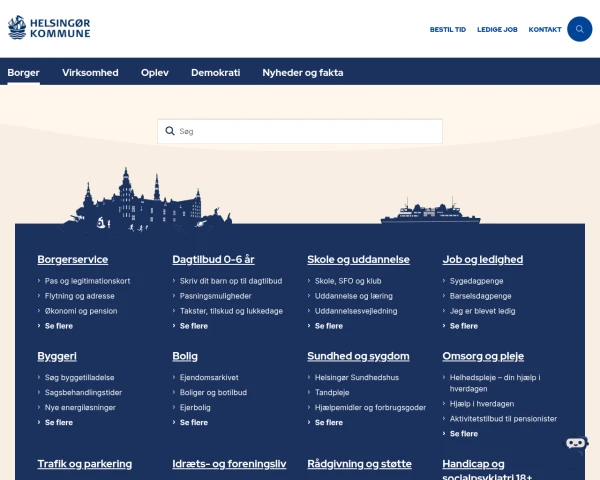 screenshot of Helsingør Kommune website