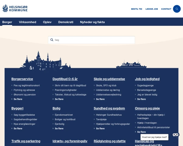 screenshot of Helsingør Kommune website