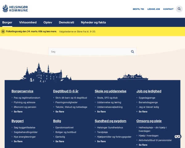 screenshot of Helsingør Kommune website