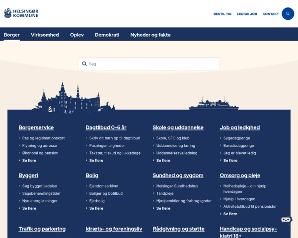 screenshot of Helsingør Kommune website
