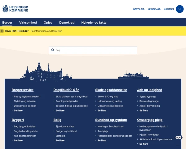 screenshot of Helsingør Kommune website