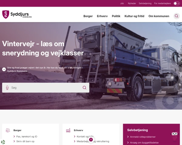 screenshot of Syddjurs Kommune website