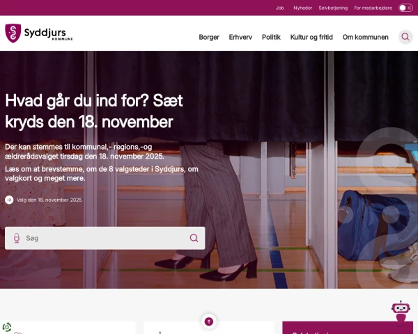 screenshot of Syddjurs Kommune website