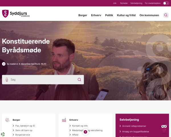 screenshot of Syddjurs Kommune website