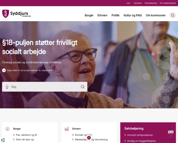 screenshot of Syddjurs Kommune website