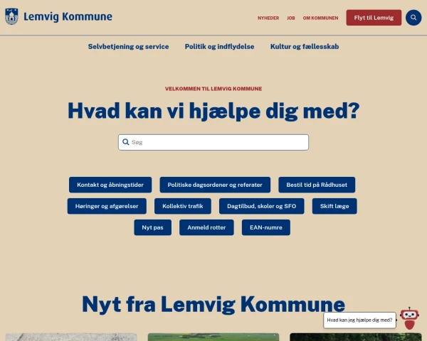 screenshot of Lemvig Kommune website
