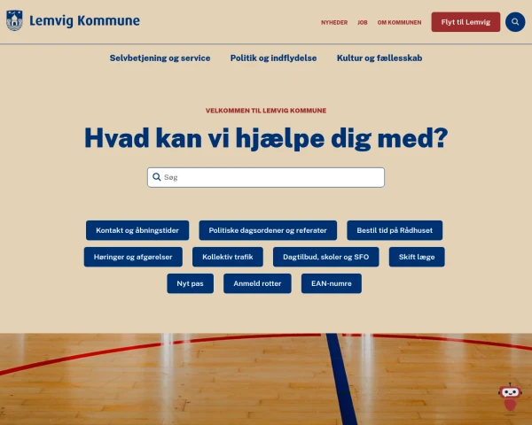 screenshot of Lemvig Kommune website