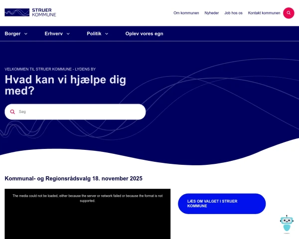 screenshot of Struer Kommune website