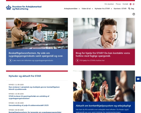 screenshot of Social- og boligministeriet website