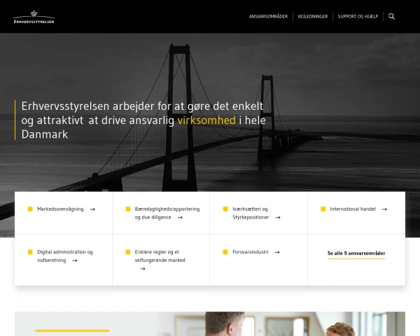 screenshot of Erhvervsstyrelsen website