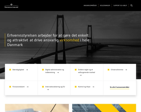 screenshot of Erhvervsstyrelsen website