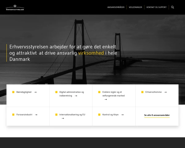 screenshot of Erhvervsstyrelsen website