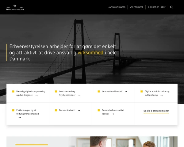 screenshot of Erhvervsstyrelsen website