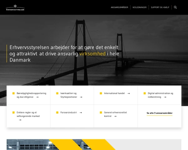 screenshot of Erhvervsstyrelsen website