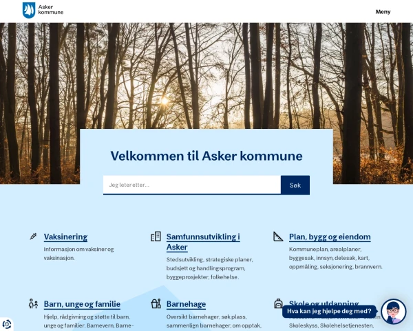screenshot of Asker website