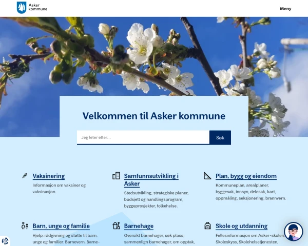 screenshot of Asker website