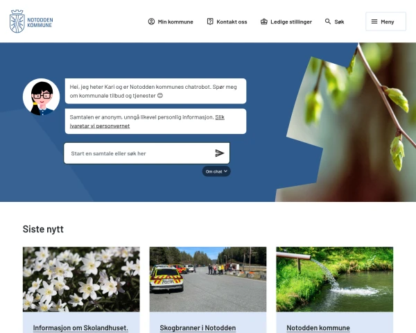 screenshot of Notodden website