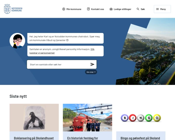 screenshot of Notodden website