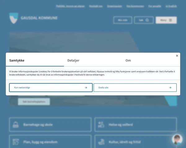 screenshot of Gausdal website